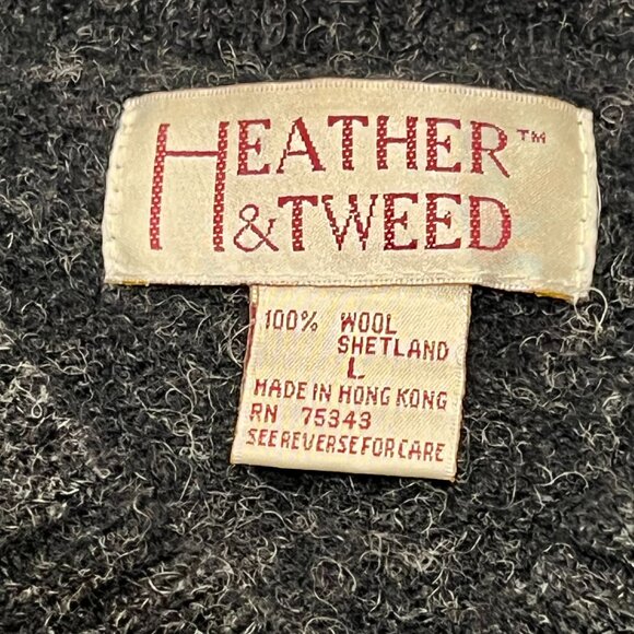 Heather & Tweed Mens V-neck Wool Pullover Sweater, Gray Red, L - Picture 3 of 7